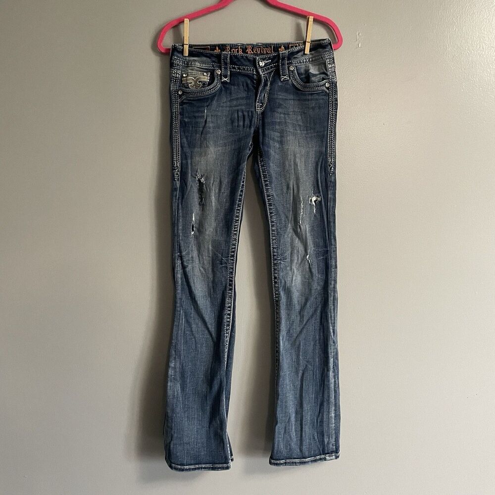 Rock Revival Effie 27 Boot Cut Womens Jeans Denim 33” Inseam